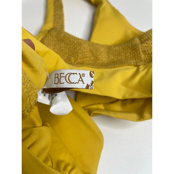 NEW Becca Womens Bikini Top Size Small Yellow Golden Sparkle - Picture 4 of 6